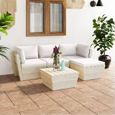Conjunto de Muebles de Jardín LAPOOH de Palets con Cojines - 5 Piezas