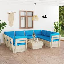 Conjunto de Muebles de Jardín de Palets - 9 Piezas