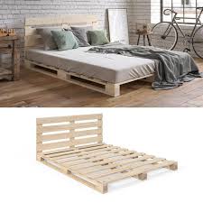 Cama VitaliSpa de Palets en Madera Natural 140x200 cm con Cabecero