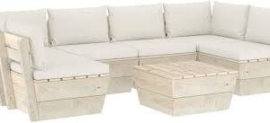 Conjunto de Muebles de Jardín de Palets 7 Piezas con Cojines