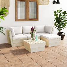 Juego de Muebles de Jardín de Palets con Cojines - 5 Piezas